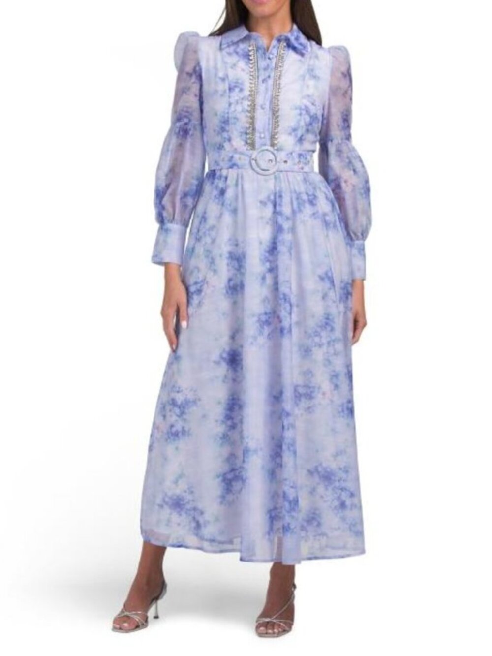DALIA MACPHEE Long Sleeve Floral Dress With Belt